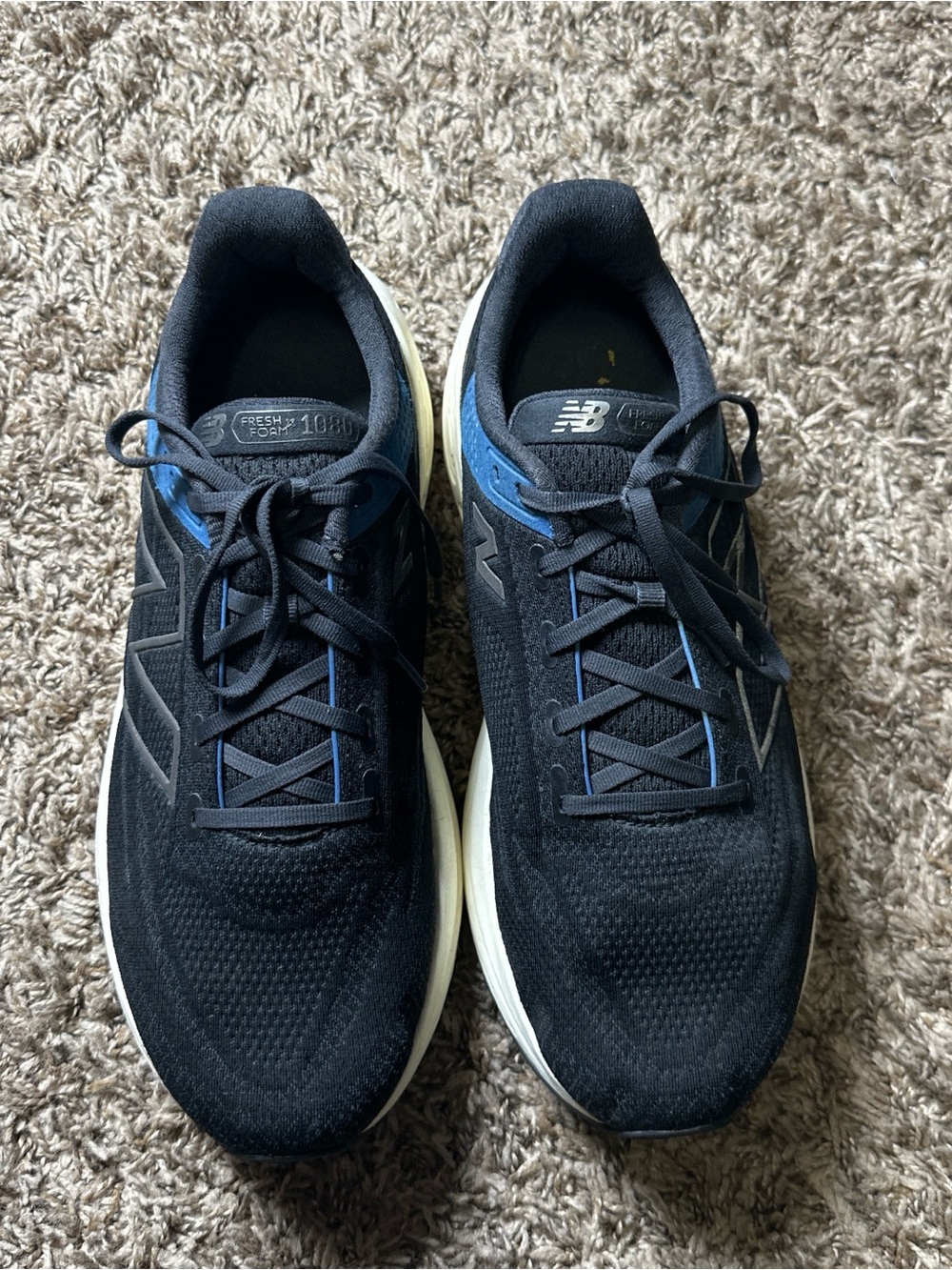 New Balance 1080 Men's Black with Blue Accent Athletic Running Shoes Size 12